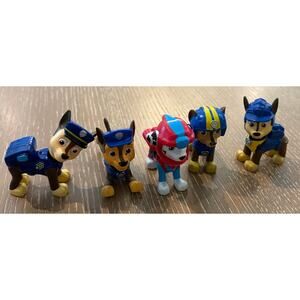Lot 5 PAW Patrol Chase Marshall Action Figures 2.5" 4 Heds Move/ One Legs Move